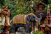 Chiang Mai - The Wat Lam Chang, elephant next to the Wihan. 